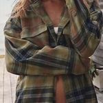 Free People Grunge 90s Flannel Plaid Izzie Cargo Shirt Jacket Shacket Medium Photo 1