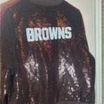 NFL NWT Women's The Wild Collective Cleveland Browns Sequin Ombre Jacket - Large Photo 8
