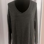 Gibson NWT  V Neck Gray & Black Striped Pullover Photo 0