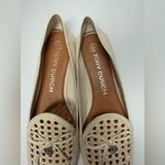 Tory Burch Ivory Leather Perforated Woven Loafers Flats Shoes Bow Charm Sz 10M Photo 8