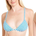 Solid & Striped  Lulu Top‎ Azure Stripe V-Neck Bikini Swim Top Navy Blue White XS Photo 0