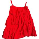 ZARA  Red Tiered Ruffle Mini Dress Spaghetti Straps NWOT Holiday New Years Photo 0