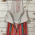 Alice + Olivia Lucie Striped Cropped Wide Leg Halter Jumpsuit - Red Multi - 2 Photo 15