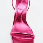 ZARA NWT  Pink Metallic Mid-Height Ankle strap Heels Photo 4
