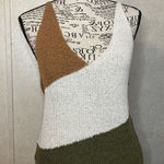 Versona  V-Neck Sweater Vest in Cream, Brown, and Green Size:L Photo 0