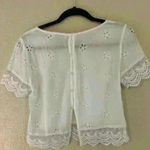 Hollister  White Eyelet Top, size S, festival shirt, crochet sleeves Photo 3