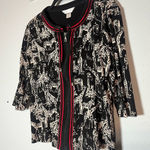 Christopher & Banks  Cardigan Full Zip Half 1/2 Sleeve Giraffe Zebra Size Medium Photo 0