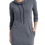 Athleta Sport It Cowl Neck Charcoal Activewear Sweatshirt Dress ~ Women's SMALL Photo 0