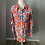 J. McLaughlin Bright Tropical Leaf Flower Print Top Orange Size M Photo 1