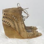 Jeffrey Campbell Rodillo Lace Up brown wedge sandals sz 10. Photo 0