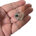 I Love You Mom Green Cz Heart Sterling Silver Necklace Photo 2