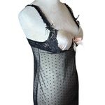 Flora’s Follies Babydoll Lace Bow Cami Black & Pink Sheer Padded Lettuce Hem Photo 1