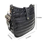Womens Animal Print Strap Shiny Nylon‎ Puffer Crossbody Bag Black Medium Photo 5