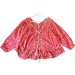 Free People  Never a Dull Moment red daisy boho blouse Photo 2