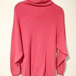 Free People Size XS Pink Ottoman Slouchy Ribbed Mock Neck Sweater Tunic Photo 4