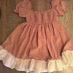 SheIn Shirred swiss dot puff sleeve frill trim dress Photo 0