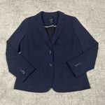 Talbots  Aberdeen Blazer Jacket Womens 12 Petite Navy Blue Cotton Office Career Photo 0