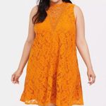 Torrid  3 Plus Size Mini Lace Trapeze Dress Orange Golden High Neck Summer Party Photo 3
