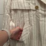 We The Free  People Trench Coat Long Jacket Stripes Off White Linen Size XS NWOT Photo 4