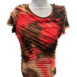 Notations  Brown & Red Tie Dye Blouse Size L Photo 0