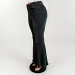 Forever 21 Pants Women 27 Black Denim Jeans Mega Flare Raw Hem Cotton Button Fly Photo 10