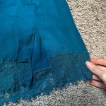 Naked Zebra Teal Mini Skirt with Lace Hem Photo 2