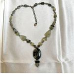 moss agate prehnite sterling silver beaded pendant necklace Green Photo 3
