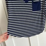 Hailey & Co. Women's S Long Sleeve V Neck Pocket Tee Blue White Stripe Nautical Photo 4