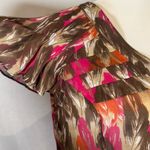 East 5th  feather print pleated flutter sleeve button down top size large Photo 2