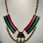 Rare Accessocraft Egyptian Style Poured Glass Statement Necklace Red Photo 2