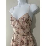 Lucy in the Sky  M Pink Floral Gold Embroidered Mini Dress Babydoll Photo 1