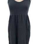 Nation Ltd Harmony Dress Smocked Mini Sleeveless Pima Cotton Black Size Medium Photo 4