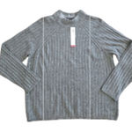 Talbots  100% Cashmere Mock Neck Sweater Cable Knit Army Green Size XL P NEW Work Photo 0