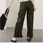 Athleta  Retreat Linen High Rise Wide Leg Pant Raining Aspen Sz M petite Photo 1