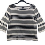 Talbots Womans Blouse Size L Bell Sleeve Nautical Preppy Beach Vacation Travel Photo 0