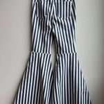 Free People Jeans Size 29 Just Float On Navy Hampton Stripe White Disco Flare Photo 5