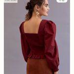 Anthropologie Love The Label Smocked Puff Sleeve Blouse Top Size Medium Photo 1