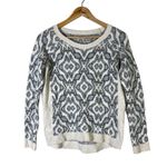 Hinge  Metallic Geometric Knit Sweater Womens XS Gray White Glam Photo 1