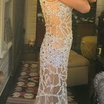 Jovani Tan And White Mesh Gown Photo 1
