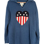 The Quaker Factory Blue Heart Flag USA Sweater Size M Ramie Cotton American Size M Photo 0
