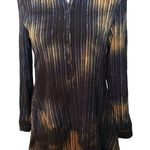 Adore blue and beige asymmetrical popover blouse Black Size M Photo 0