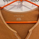 American Eagle Long Sleeve Thermal Henley Crop Top Orange Size XS Photo 2