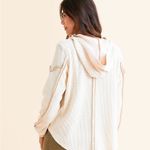 BKE  women's waffle knit quarter zip hoodie in cream  Small Photo 2