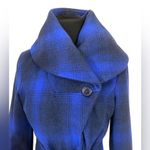 Merona  Blue Plaid Women's shawl collar belted Coat Photo 2