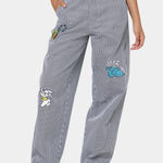 Obey 
WOMEN'S HARU BAGGY PANTS striped embroidered size 25 Photo 0