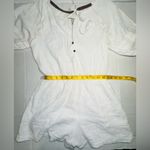 Knox Rose  Romper Size SMALL Women's Boho Short Sleeve Gauze Shorts White Peasant Photo 3