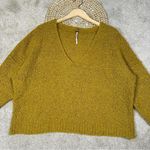 Free People Finders Keepers Sweater Boucle Knit V-Neck Slouchy Boho Moss Green M Photo 4