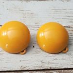 Vintage Clip On Earrings Retro Bright Orange Domed Circle Just Over 0.75" Photo 0