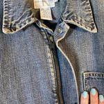 Calvin Klein  Blue 100% Cotton Collared Full Zip Denim Jean Jacket Women Sz L Photo 3