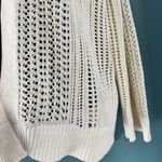 Madison & Hudson Open Knit Cardigan Cream Long Sleeve Rib Boho Metallic Neutral Gold Size L Photo 3